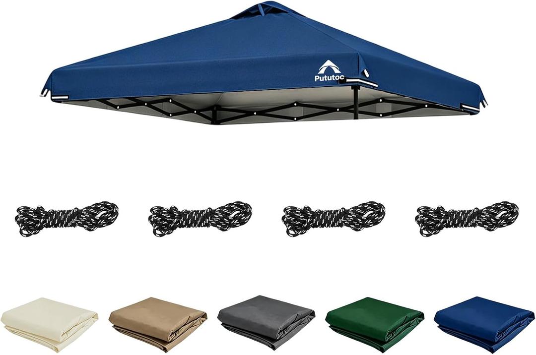 8x8ft Canopy Replacement Top Cover with Air Vent, UV Protected & Waterproof Pop-up Canopy Roof, Adjustable Elastic Straps for Outdoor Patio Garden Sun Shade Tent (Frame not Include) (Blue)