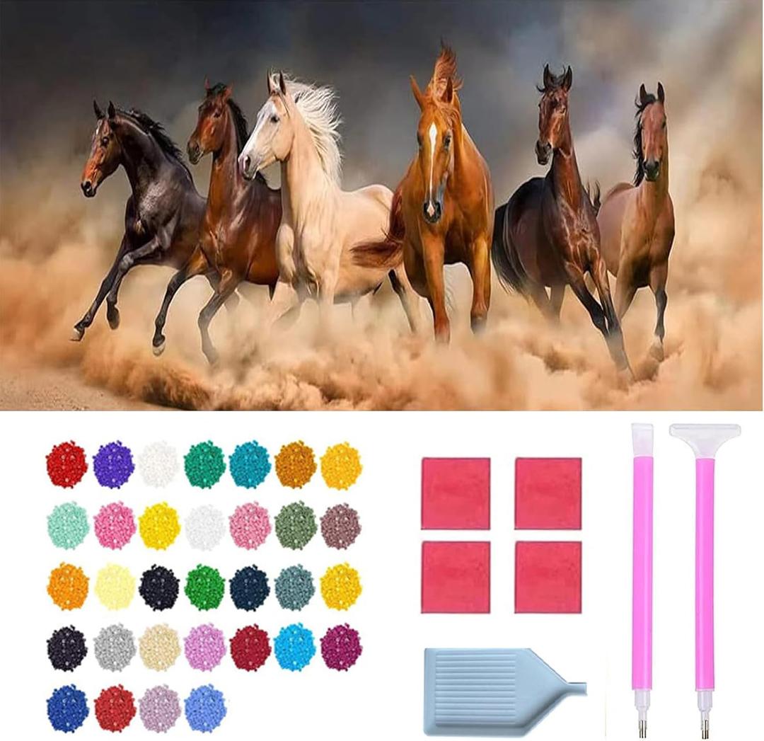 Jethami Horse Diamond Painting Kits for Adults, 5D DIY Large Size Round Big Diamond Art Animals Kits Full Drill Dimond Paint with Diamonds for Beginners Teens 31.5 x 15.7 In