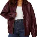 PRETTYGARDEN Women's Faux Leather Motorcycle Jackets (Red, XXL)