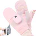 Heated Gloves for Women, Upgraded Smart Thermostatic Electric Heated Fingerless Gloves Rechargeable for Women Men, Winter Hand Warmer for Work Cycling Skiing Outdoor Snow (Pink)