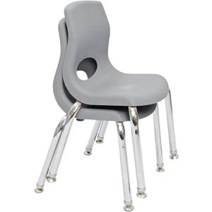 Children’s Factory MyPosture Plus 8" Chair, Gray with Chrome Legs, 2 Pack, Stackable Ergonomic Seating Solution for Classrooms and Homeschools, Size: 8" Seat, 13.5"D x 11.25"W x 18.5"H