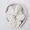 XYNAME Headband and Scrunchie Set for Women 2Pack Hair Ties for Girls Elastics Bands Ponytail Holder Hair Accessories White Dot