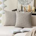 Kevin Textile Throw Pillow Cover Faux Linen Square Cushion Cover Pillowcase, Hidden Zipper, 22x22 inch (2 Piece, Sesame Grey) (22" x 22" (Pack of 2))