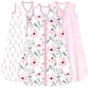 Yoofoss Baby Sleep Sack 0-6 Months 0.5 Tog Wearable Blanket for Baby, 3 Pack 100% Organic Cotton Infant Toddler Sleeping Sack 2-Way Zipper Lightweight Sleep Sack (Pink Floral)