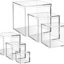 Gonice 6PCS Clear Acrylic Box with Lid, 6/4.7/4/3.3/3/2.5 inch Plastic Storage Box for Jewelry, Candy, Cosmetic, Collectibles and Doll
