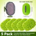 Tallew 5 Pcs Car Wash Mitt Kit, Car Clean Brush Not Included, Microfiber Mitt Clean Detail Cleaning Tools Truck Washing Chenille Scratch Free Replacement Kit for Auto RV Pickup Bus(Green)
