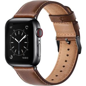 SUNFWR Leather Bands Compatible with Apple Watch Band 42mm(Series 3 2 1) 44mm 45mm 46mm 49mm for Men Women, Top Grain Genuine Leather Replacement Strap for iWatch Ultra 3 2 1, SE3 2 1, Series 11 10 9 8 7 6 5 4 3 2 1 (Coffee Brown/Black)
