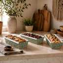 Restaurantware Paper Loaf Pan 100 Count 10.2 x 4 x 2.7 Inches 54 Oz Greaseproof Baking Loaf Mold, Vintage Floral Design Oven Safe Freezer Safe Rectangular Green Baking Pan For Cakes And Bread
