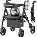 StepPilot Bariatric Rollator Walker for Seniors, 500lb Cap, Zero Wobble