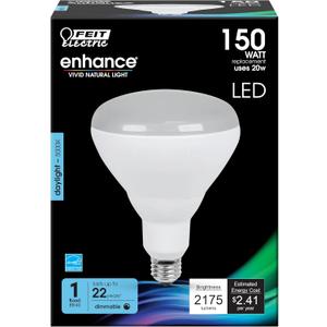 Feit Electric BR40 LED Light Bulb, 150W Equivalent, Dimmable, 2175 Lumens, E26 Medium Base, 5000K Daylight, 90 CRI, Flood Light Bulb for Recessed Cans, Damp Rated, 22-Year Lifetime, BR40DM/2175/950CA