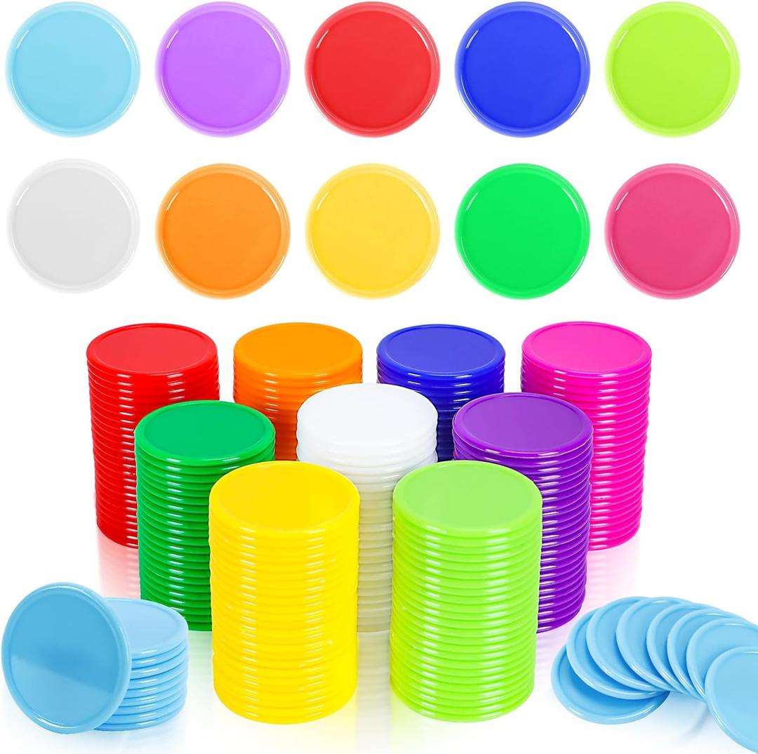 250 PCS Poker Card Game Chips, 37mm Plastic Poker Chips Bulk, Learning Counters Disks Chip for Math Counting, 10 Colors