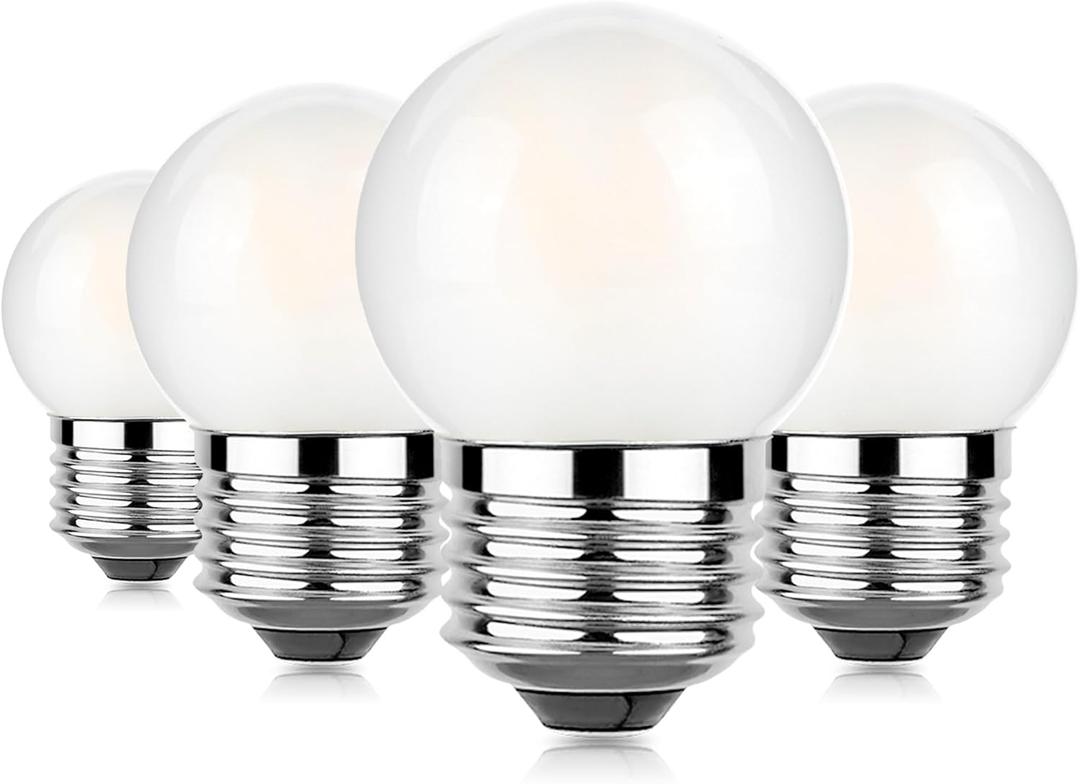 G40 Led Low Wattage Bulb 3W Equivalent 25 Watt Light Bulbs, Standard E26 Small Power, Frosted, Warm White 2700K, Dimmable for Bathroom Bedside Accent Lamps Appliance Bulb Refrigerator Pack of 4