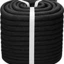 1/2 Inch Arborist Tree Pulling Rope - 100 Feet Tree Swing Rope for Rigging, Outdoor Use - High Strength Double Braided Polyester 48 Strands - Black