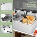 Commercial Deep Fryer, 3400W Electric Deep Fryers with 2x6.35QT Baskets Thickened Stainless Steel Countertop Oil Fryer 20.7QT Large Capacity with Lids Temperature Controller (12L)