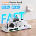 Charging Dock for Oculus Quest 3/3S, Magnetic VR Charger with 2 Rechargeable Batteries for Oculus Quest 3S/3 Accessories, VR Headset & Charger Controller Supports LED Indicator
