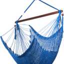 Caribbean Hammock Chair with Footrest - 40 inch - Soft-Spun Polyester - (Dark Blue)