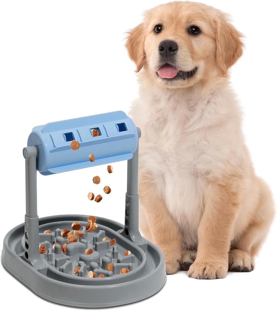 Upgraded Adjustable Slow Feeder Dog Bowl  Interactive Puzzle Food Dispensing Toy for Small/Medium Dogs, Relieves Anxiety and Boredom, Enhances IQ Training