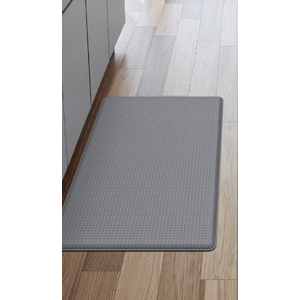 Linen-Like Kitchen Rugs Non Slip Washable Thin Kitchen Mats for Floor, Rubber Backing Super Absorbent Stain Resistant Front of Sink Mat Laundry Standing Mat, Easy Clean, Dark Gray 17x29 In