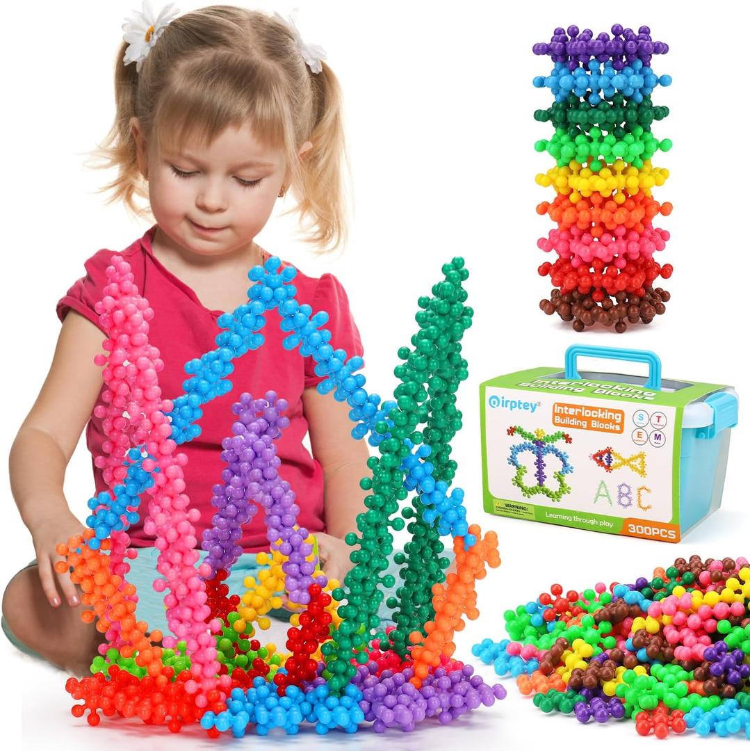 Kids Building STEM Toys for 3 4 5 6+ Year Old Boy Girl Birthday Easter Gift, 300PCS Educational Interlocking Discs Building Blocks for Kids Ages 3-5 4-8 5-7 Preschool Manipulatives Classroom Must Have