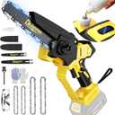 Cordless Mini Chainsaw Compatible with Dewalt 20V MAX Battery (NO Battery), 6 Inch & 8 Inch Small Electric Chainsaw Brushless, 2 x 6'' Chains + 2 x 8'' Chains, Auto Oiler, Handheld Pruning Chain Saw (Yellw Black)