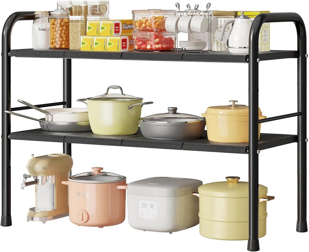 MIAOLI Under Sink Organizer, Kitchen Bathroom Organizers and Storage, shoe cabinet organizer with 8 Removable Panels, 2-Tier Expandable Multi-Purpose Storage Shelf (Expand from17.7 to 32.2")