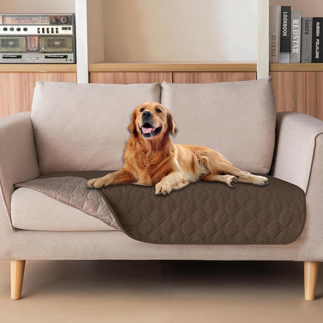 gogobunny 100% Double-Sided Waterproof Dog Bed Cover Pet Blanket Sofa Couch Furniture Protector for Puppy Large Dog Cat, Reversible (32x53 Inch (Pack of 1), Dark Chocolate/Light Chocolate)