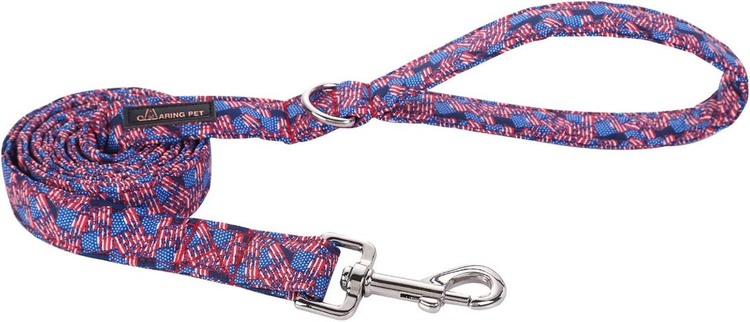 ARING PET American Flag Dog Leash, Cute Patriotic Dog Leashes Matching Dog Collars, Cotton Handmade 4th of July Walking Dog Leash for Small Medium Large Dogs and Cats (Small (Pack of 1))