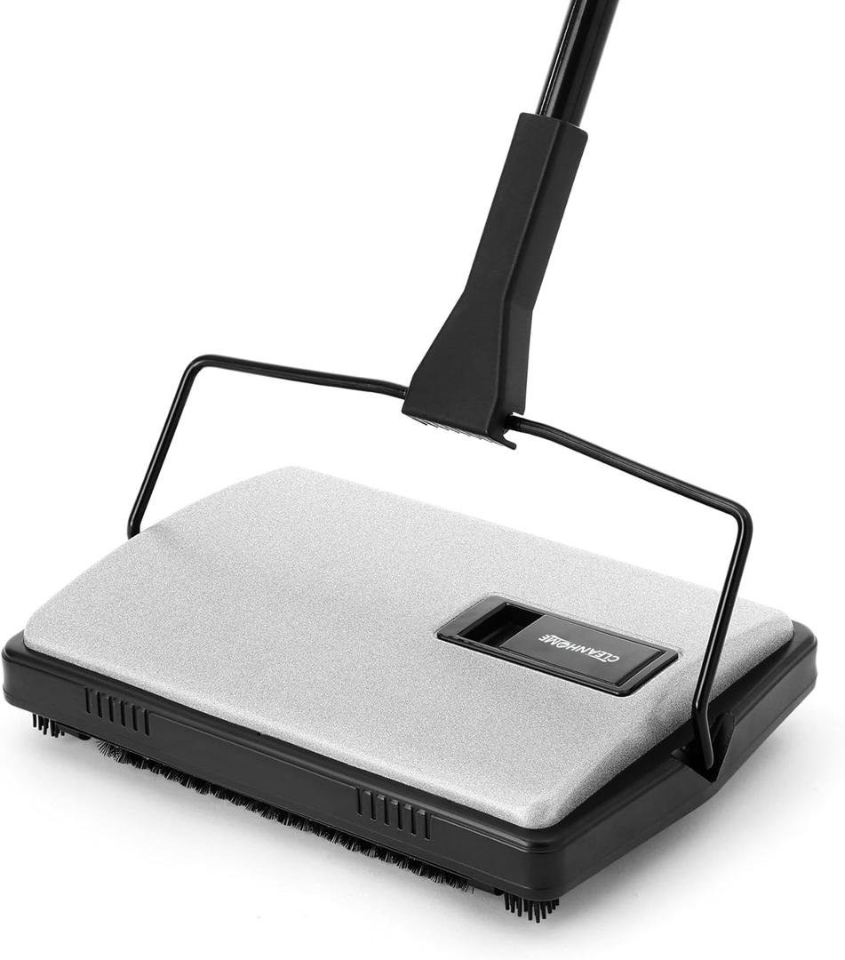 CLEANHOME Carpet Sweeper Manual Cordless - Non-Electric Push Sweeper for Pet Hair & Debris on Carpets & Rugs, Includes Cleaning Tool & Extra Replacement Roller