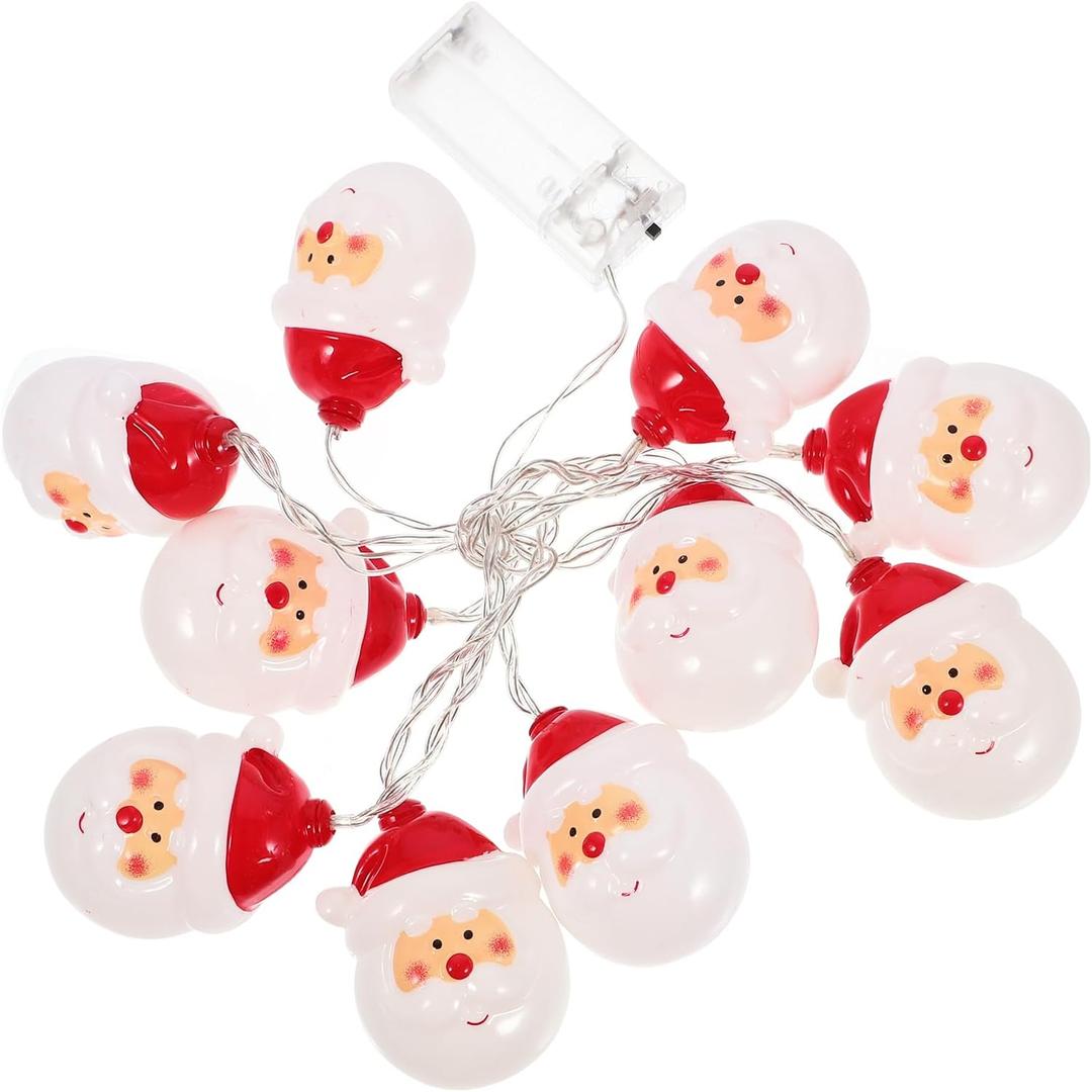 LEDMOMO santa head lights Christmas String Lights 2.6Inch battery operated christmas lights for Xmas Tree Indoor Outdoor Decor