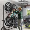 monTEK Freestanding Bike Storage Rack for 5 Bikes, Heavy Duty 350LBS Vertical Bike Stand with 5 Bike Hooks & 6 Helmet Hooks, Indoor and Outdoor Bike Storage Rack with Locking Casters
