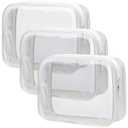 PACKISM Clear Toiletry Bag - 3 Pack TSA Approved Toiletry Bag Quart Size Bag, Travel Makeup Cosmetic Bag for Women, Carry on Airport Airline Compliant Bag, White (Medium)
