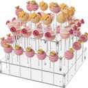ANDGOO 4 Tier Cake Pop Stand, 56 Holes Acrylic Lollipop Holder with Non Slip Pads, Clear Tower Cake Pop Display Stand for Wedding Decor Birthday Parties Candy Decorative Graduation