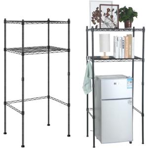 Threehoney Mini Fridge Shelf Over Fridge Storage Mini Microwave Stand for College School Dorm Office Space Dorm Room Saver Supply(2 Tier,Black), 18 x 24 x 52 inches