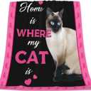 Cat Blanket Super Soft Warm Fluffy Flannel Siamese Cat Throw Blanket Cozy Fuzzy Plush Lovely Cute Pet Bedding Blanket Gift for Boys Girls Kids Teens Adults Couch Sofa 50"x40"