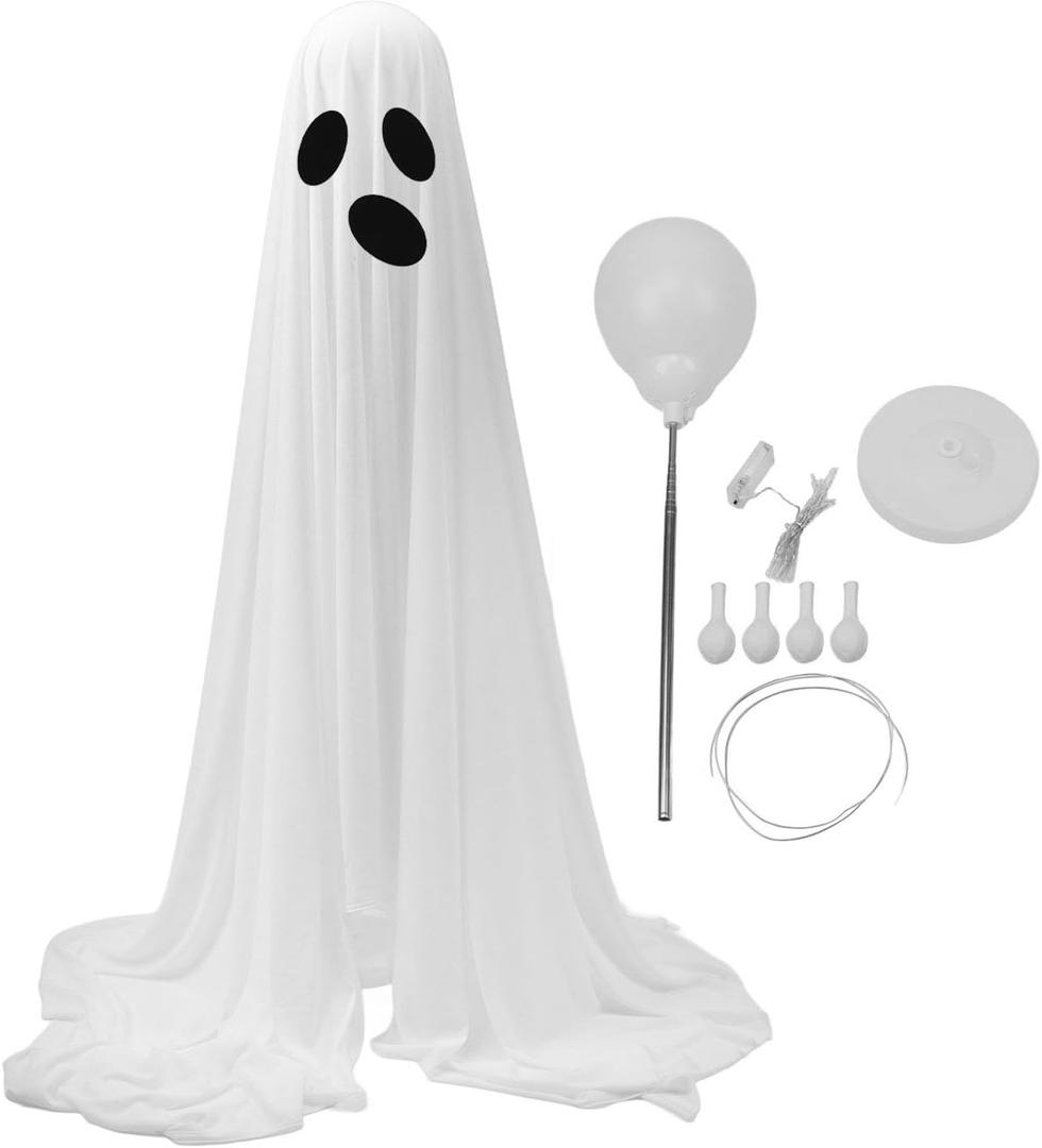 YUYTE Halloween Decorations Outdoor, Adjustable Height, Large Lighted White Cloth Ghosts for Indoor Outdoor Decor, Halloween Party
