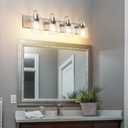 PRESDE Bathroom Light Fixtures Over Mirror Brushed Nickel 4 Light Bathroom Vanity Fixtures with Bubble Glass Globes