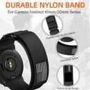 Double Loop Buckle Nylon Strap Compatible with Garmin Instinct 2/2X/3/E Series 45mm/50mm cases Adjustable Breathable Wristband Fit for Garmin Instinct Standard/Solar/Tactical/Tide/Esports