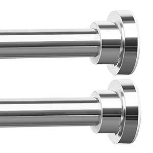 ENJOYBASICS 2 Pack Adjustable Spring Tension Curtain Rods 32 to 66 Inches, Stainless Steel Chrome Shower Rod No Drilling for Window, Bathroom, Closet, Room Divider, 7/ 8" Diameter