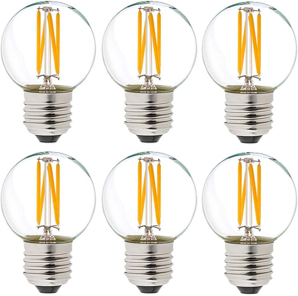LiteHistory Dimmable g16.5 led Bulb 40W g16 1/ 2 led Edison Bulb 2700K 4W e26 Globe Light Bulbs for Ceiling Fan, Chandelier, Vanity Light Bulb AC120V 400lm 6Pack