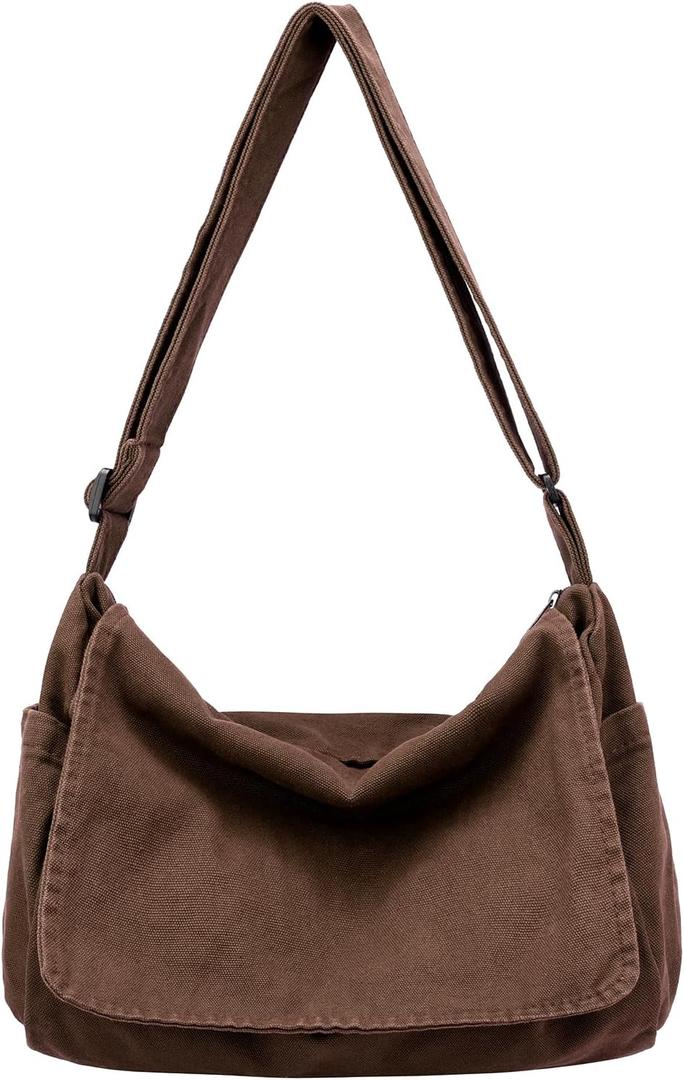 Canvas Messenger Bag for Women Men Vintage Satchel Bag Aesthetic Crossbody Shoulder Bag Casual Sling Bag