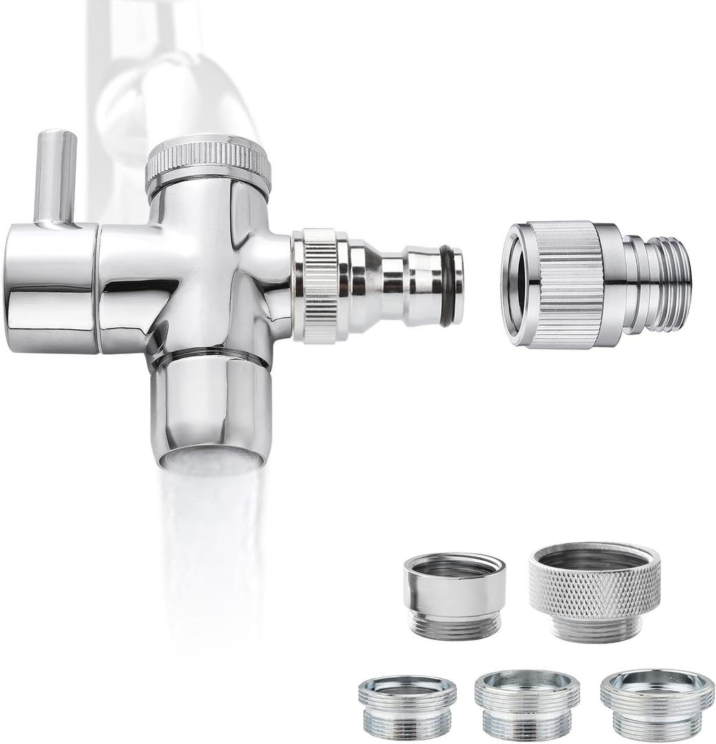Faucet Aerator to Garden Hose Diverter (5 adapters + Quick Connector)