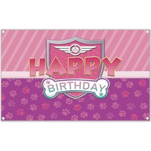 72x43inch Pink Dog Paw Logo Birthday Backdrop for Boy Girls Cartoon Party Decorations Photography Background Photo Banner Booth Props