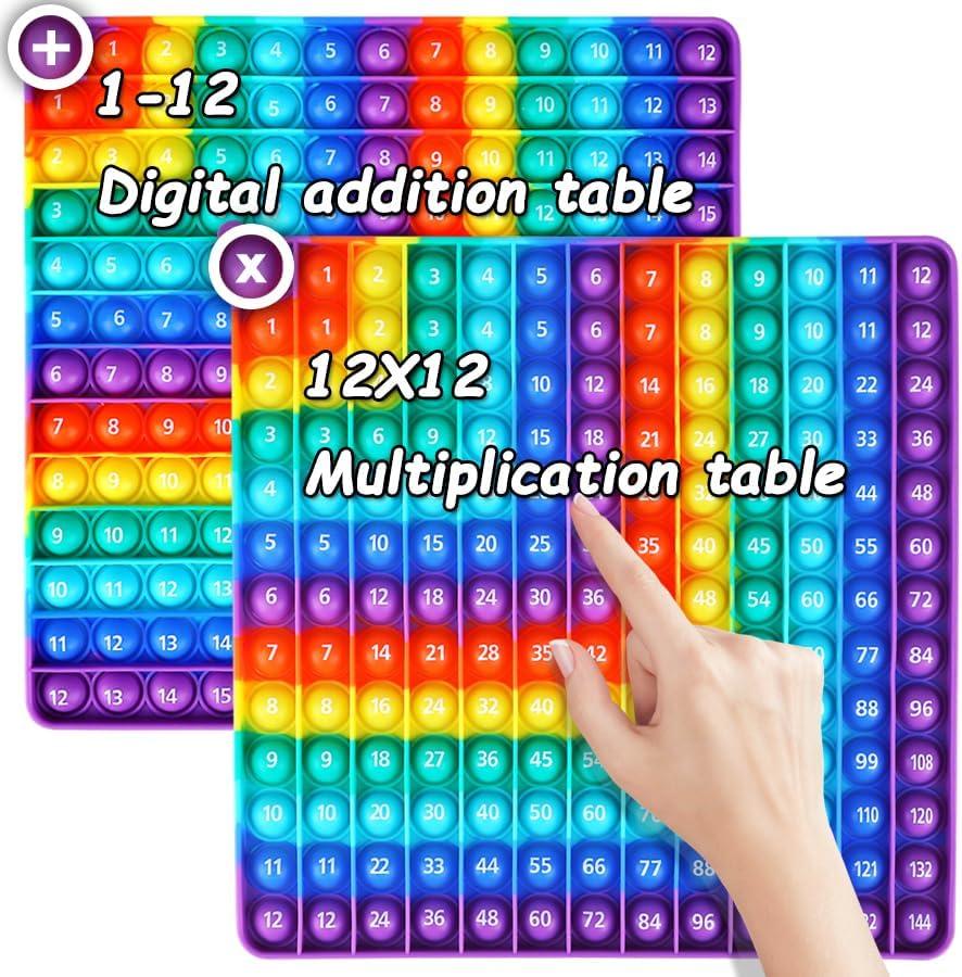 Multiplication Game Table pop and Digital Addition Tables 12x12 Multiplication Table Math Toys, Yadisheng Rainbow Dimple Toys Math Operations it Multiplication Chart Board, 20cm Right Angle Rainbow