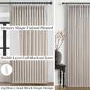 Greyish Beige 70 Inch Extra Wide Pinch Pleated Curtains 96 Inches Long 2 Panels Set for Living Room, Memory Shape Pleat Blackout Dual Layer Linen Farmhouse Insulated Noise Reducing Windows Drapes