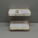 Bathroom Organizer Countertop Perfume Organizer Makeup Organizer Cosmetics Storage Display Rack Vanity Tray Dresser Stainless Steel Gold Shelf White Marble Ceramic Tray