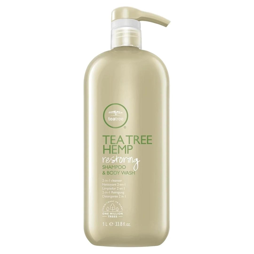 Tea Tree Hemp Restoring Shampoo & Body Wash, 2-in-1 Cleanser, For All Hair Types (33.8 Fl Oz (Pack of 1))
