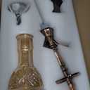 Set 25" Egyptian Style Complete Set with Everything, Accessories Includes Glass Vase, Clay Bowl, Leather Hose, Antique Bronze