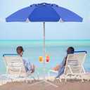 Aoxun Portable Umbrella with Stand, 6.5ft Sun Shade Umbrella with Stand, Lightweight Adjustable Standing with Sand Anchor and Carry Bag, Instant Sun Protection, Easy to Carry, Blue