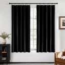 MIULEE Black Velvet Blackout Curtains 63 Inch Long Luxury Super Soft Thermal Insulated Window Curtains Room Darkening Drapes Rod Pocket Design for Bedroom Living Room Set of 2 Panels, W40 x L63 Inch