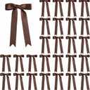 30 Pcs 5x7 Inch Brown Grosgrain Ribbon Bows with Twist Tie, Pre-Tied Bows for Gift Wrapping, Wedding Decor, Rustic Party, Fall Decor, Birthday, Holiday and DIY Crafts